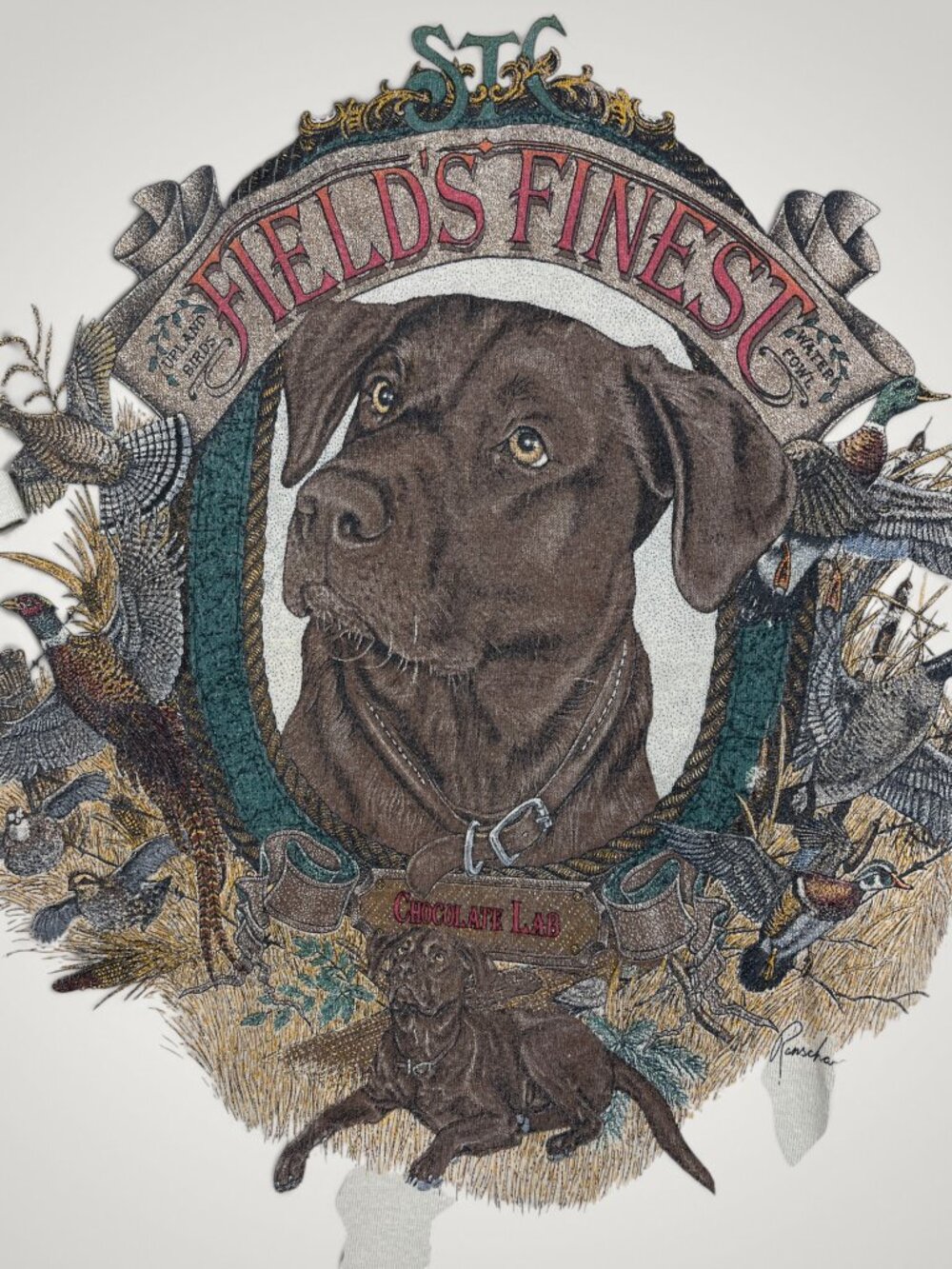 Fields Chocolate Lab Labrador Dog Snowshoe Thompson Vintage T-Shirt Men’s L